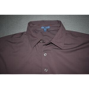 Genteal Golf Polo Shirt Mens Size Large Performance Polyester Red Striped
